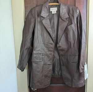 NWT Venezia Womens Brown Button Up Size 18w Genuine Leather Jacket